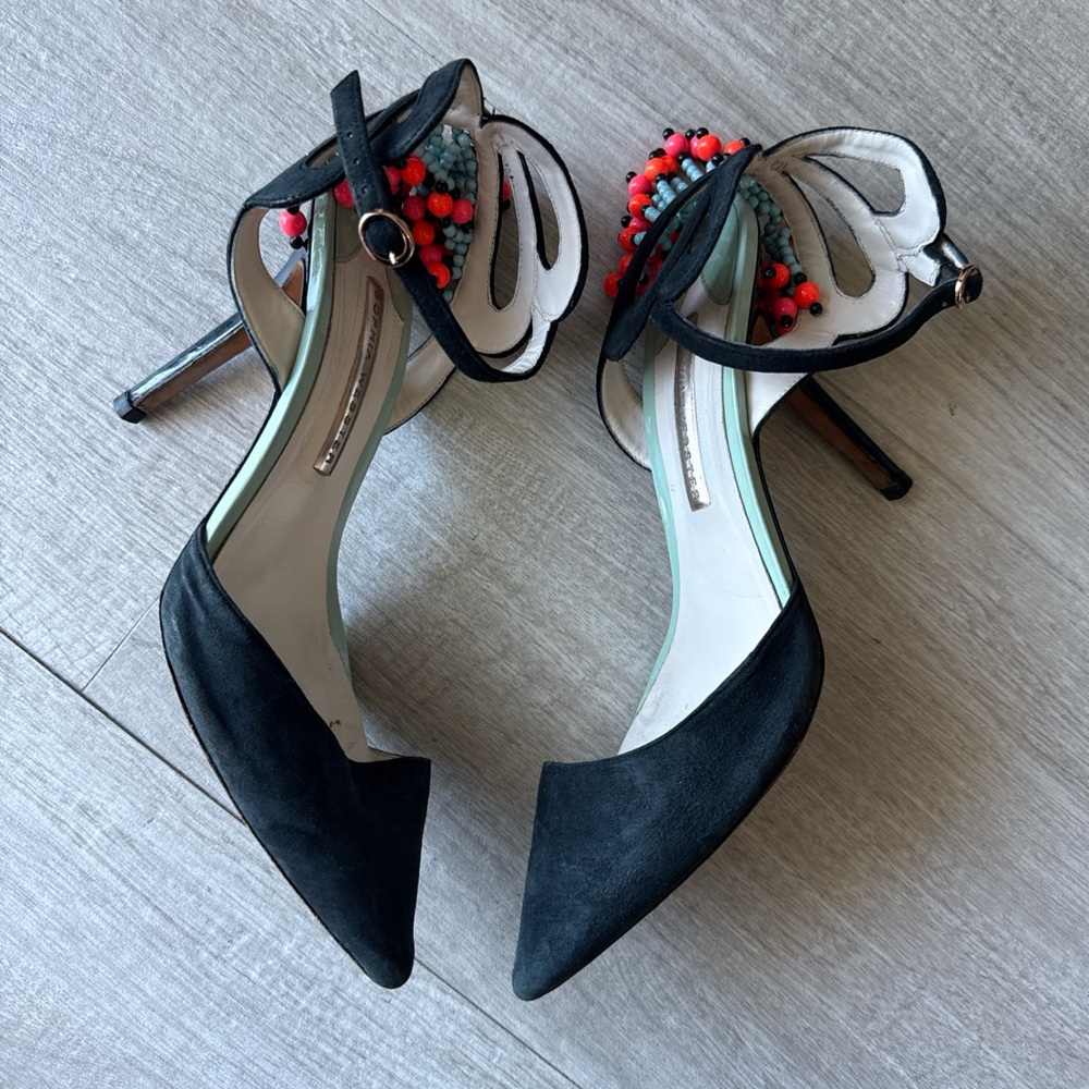 Sophia Webster Elegant Black Heels with Beaded Detail
